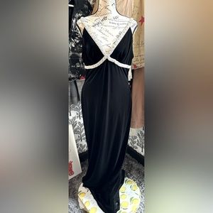 DJ night black maxi evening gown size 11/12 vintage gorgeously beading details